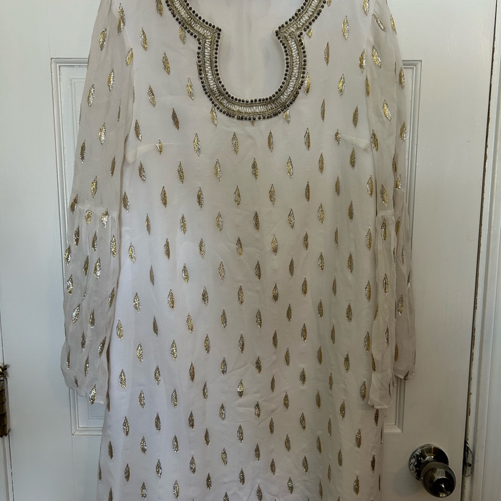 Lilly Pulitzer Cream Dress with Gold Accents
